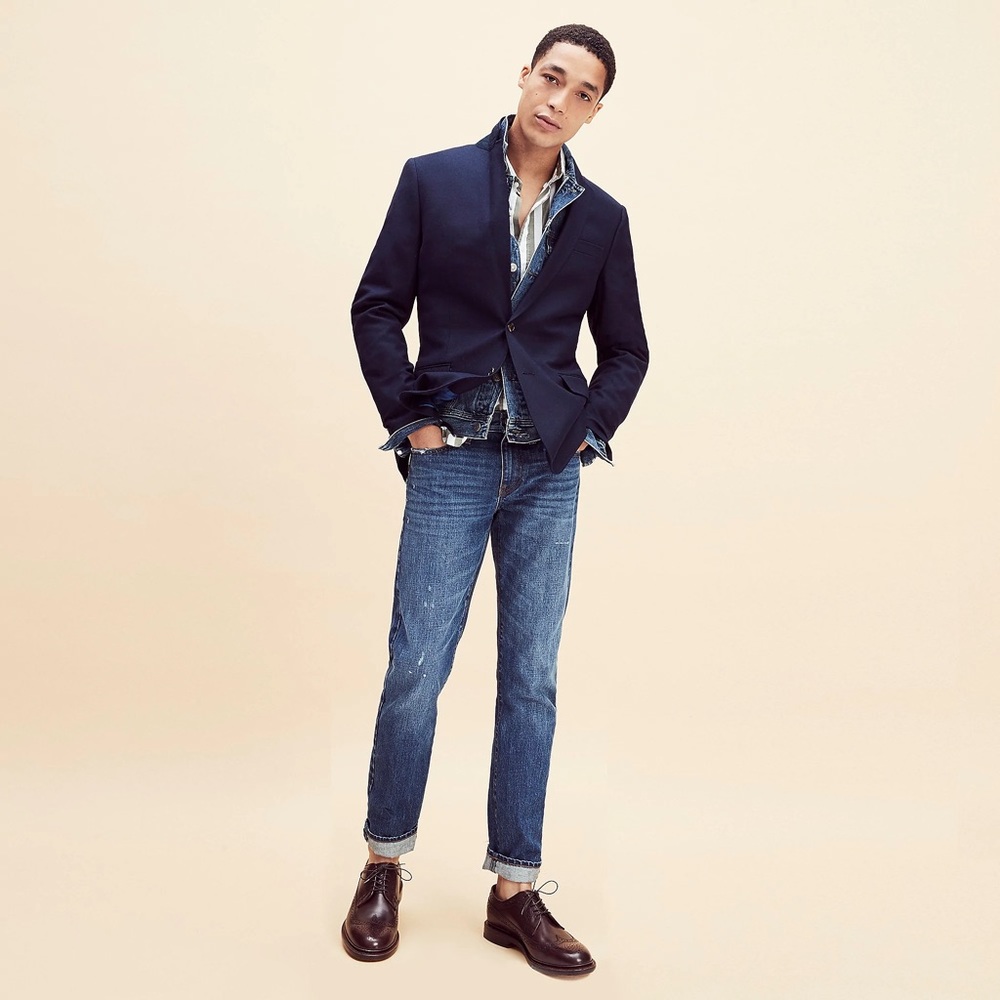 J.Crew Oar Stripe Plain Toe Italian Leather Derby